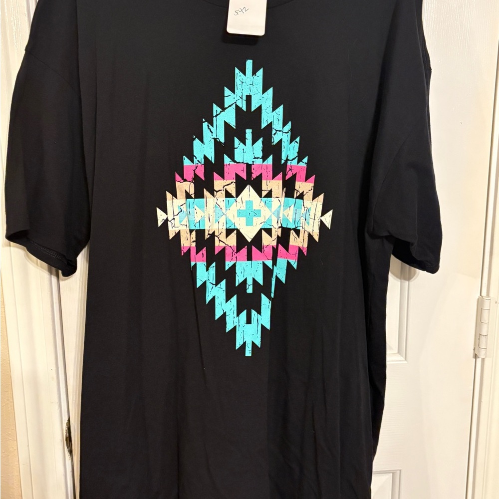 Aztec  T-Shirt Dress with Geometric Design
